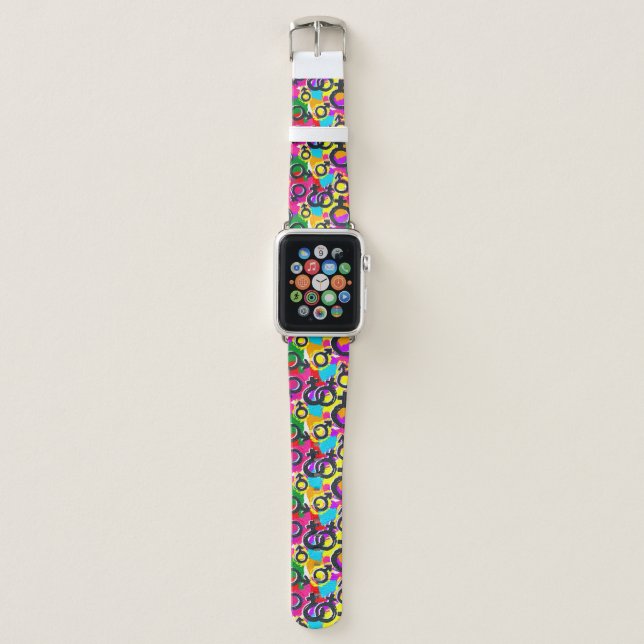 Gay Pride Gender Neon Pattern Apple Watch Band (Front)