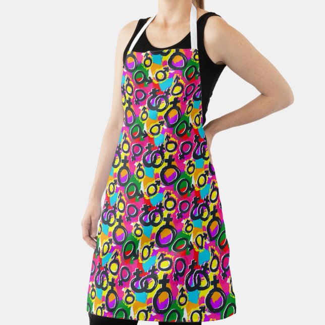 Gay Pride Gender Neon Pattern Apron (Insitu)