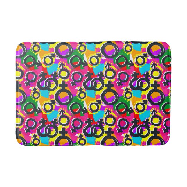 Gay Pride Gender Neon Pattern Bath Mat (Front)