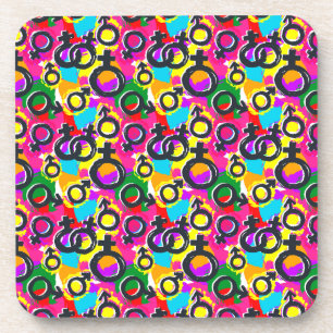 Gay Pride Gender Neon Pattern Beverage Coaster