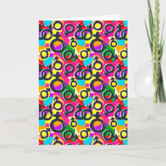 Gay Pride Gender Neon Pattern Card