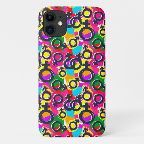 Gay Pride Gender Neon Pattern iPhone 11 Case