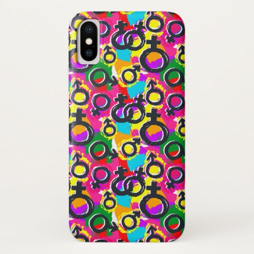 Gay Pride Gender Neon Pattern iPhone XS Case