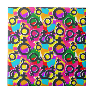 Gay Pride Gender Neon Pattern Ceramic Tile