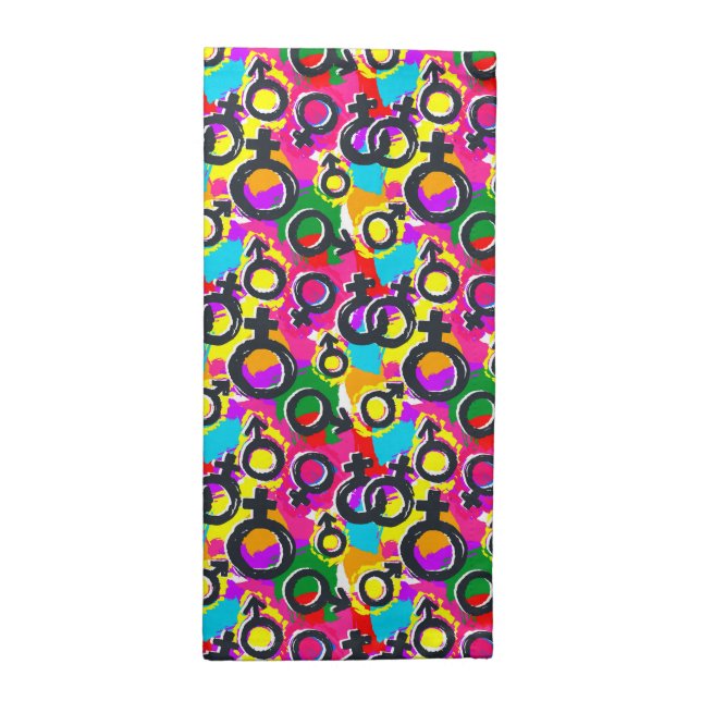 Gay Pride Gender Neon Pattern Cloth Napkin (Half Fold)