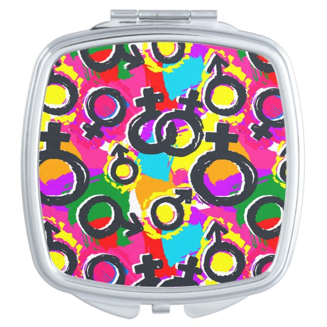 Gay Pride Gender Neon Pattern Compact Mirror (Front)
