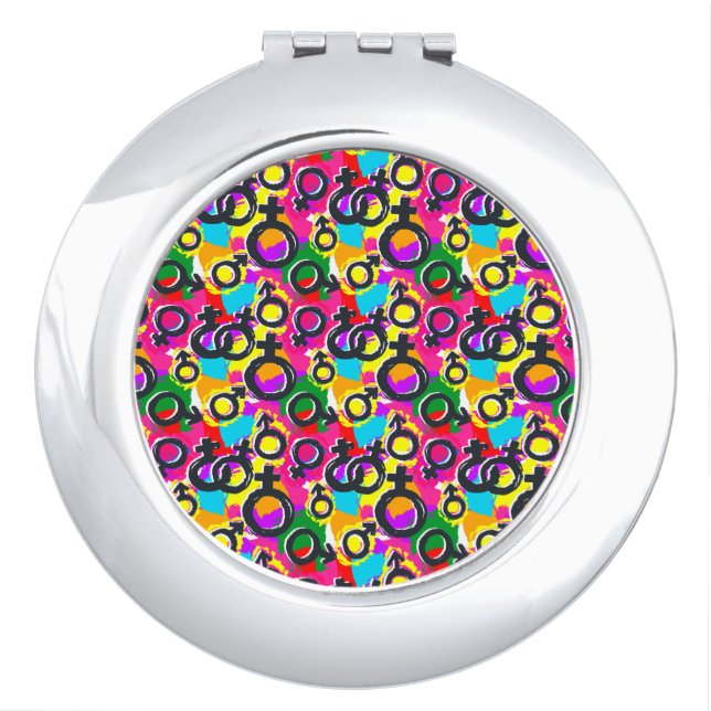 Gay Pride Gender Neon Pattern Compact Mirror (Front)