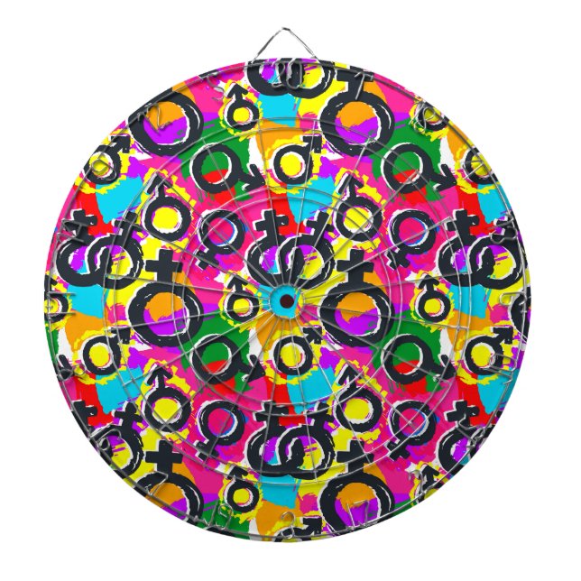 Gay Pride Gender Neon Pattern Dart Board (Front)