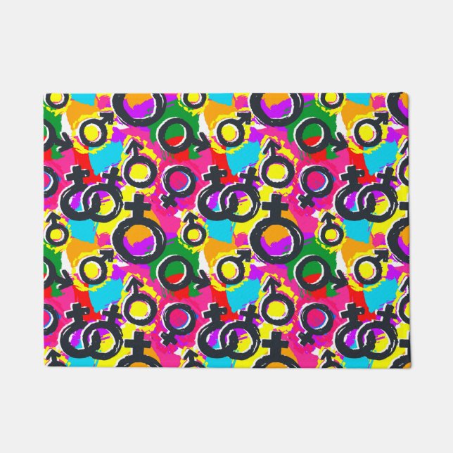 Gay Pride Gender Neon Pattern Doormat (Front)