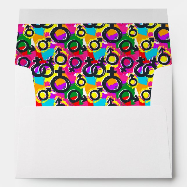 Gay Pride Gender Neon Pattern Envelope (Back (Bottom))