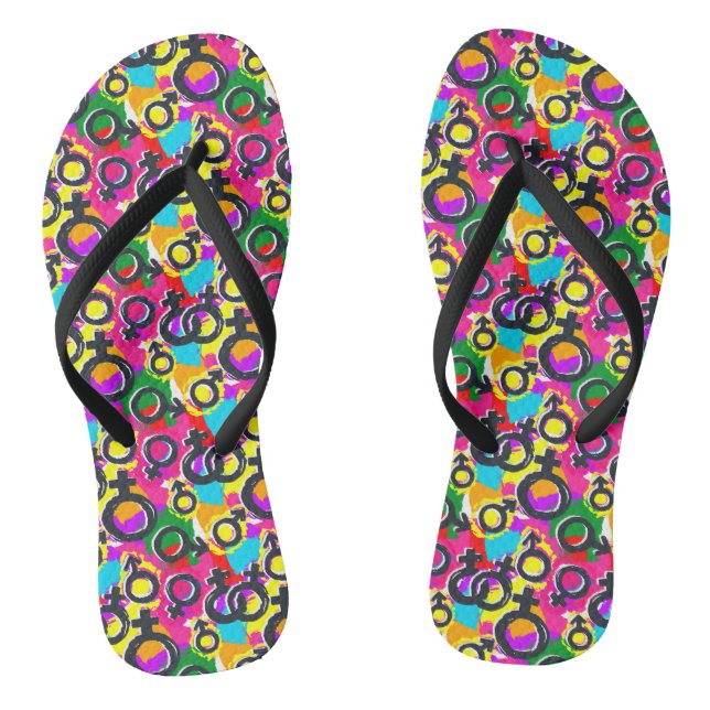 Gay Pride Gender Neon Pattern Flip Flops (Footbed)