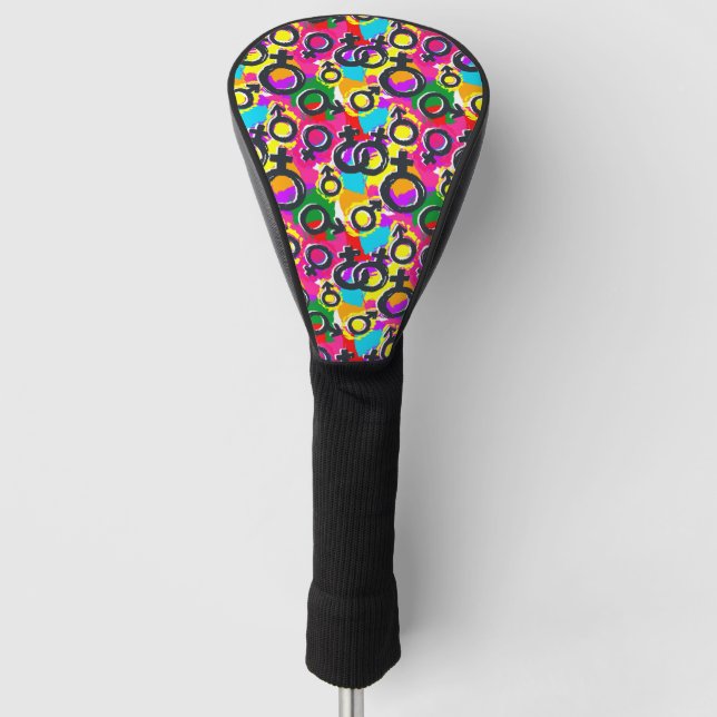 Gay Pride Gender Neon Pattern Golf Head Cover (Front)