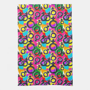Gay Pride Gender Neon Pattern Kitchen Towel
