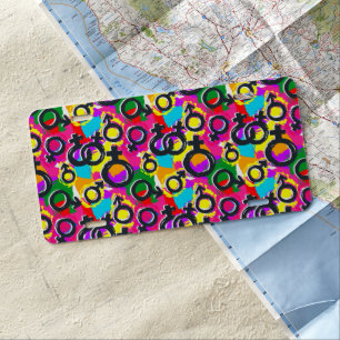 Gay Pride Gender Neon Pattern License Plate