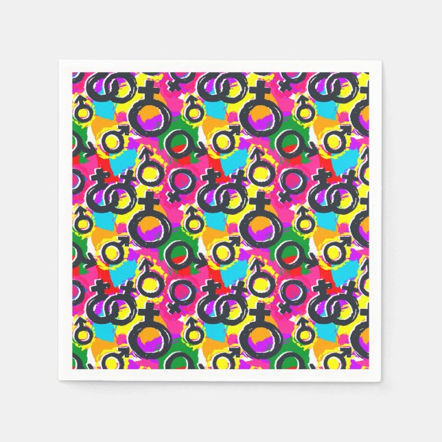 Gay Pride Gender Neon Pattern Napkins (Front)