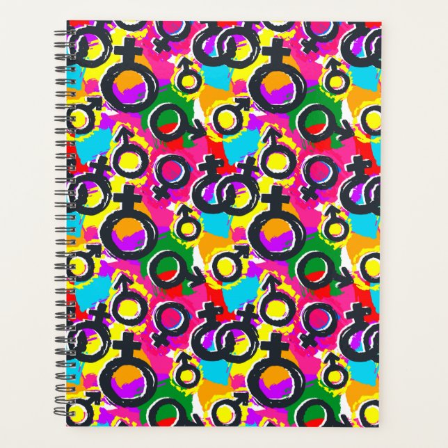 Gay Pride Gender Neon Pattern Planner (Front)