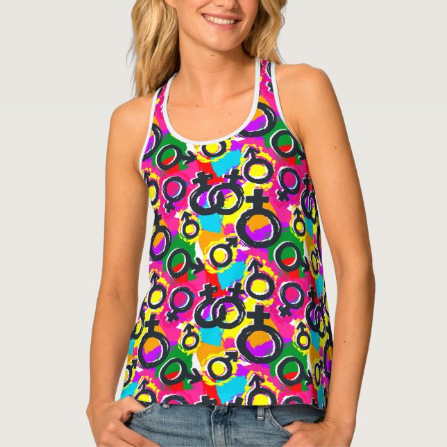 Gay Pride Gender Neon Pattern Tank Top