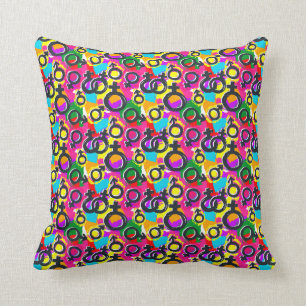 Gay Pride Gender Neon Pattern Throw Pillow