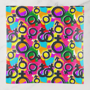 Gay Pride Gender Neon Pattern Trinket Tray