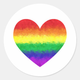 Gay Pride Geometric Rainbow Heart LGBT Love Classic Round Sticker