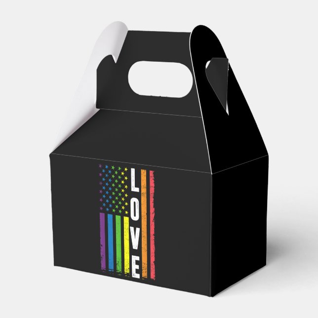 Gay Pride Gifts Men Women LGBT Rainbow Flag Gay Lo Favor Boxes (Front Side)