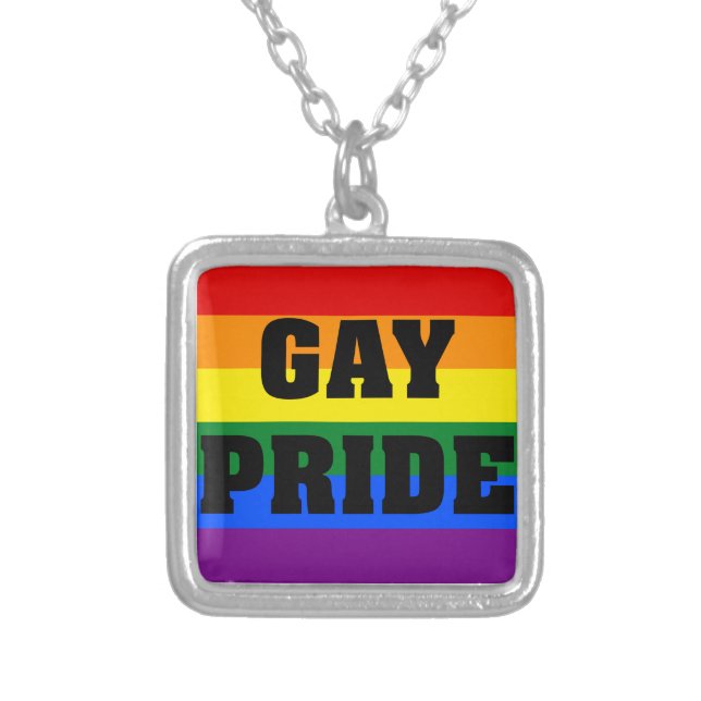 Gay pride Gifts Silver Plated Necklace (Front)