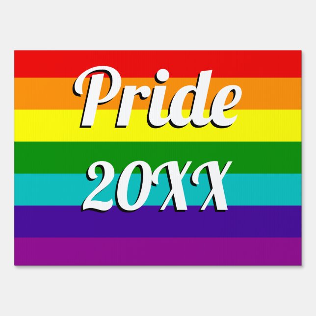 Gay Pride Gilbert Baker Flag Editable Text Sign (Front)