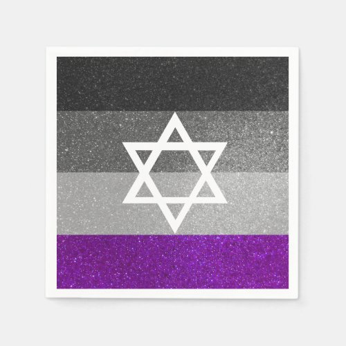 Gay Pride Glitter Asexual Jewish Star of David Napkins