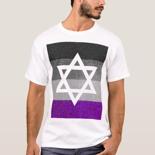 Gay Pride Glitter Asexual Jewish Star of David T_Shirt