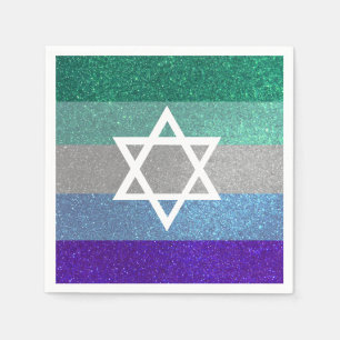 Gay Pride Glitter Bar Mitzvah Jewish Star of David Napkins