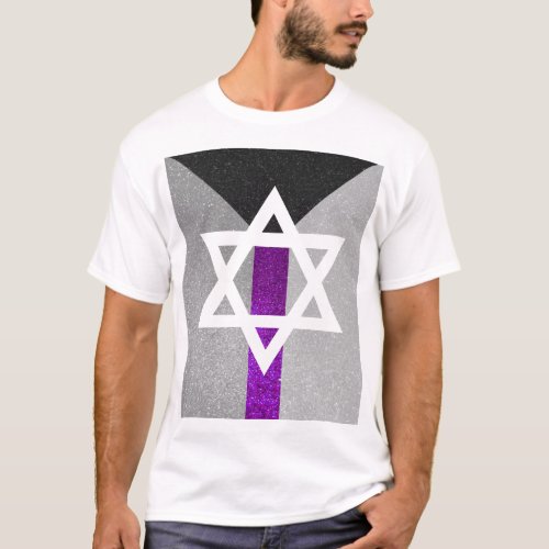 Gay Pride Glitter Demisexual Jewish Star of David T_Shirt