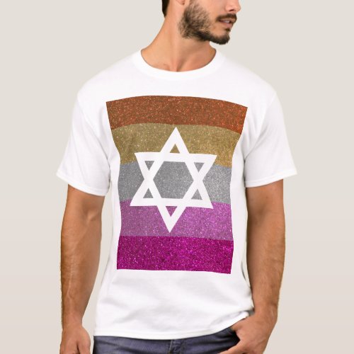 Gay Pride Glitter Lesbian Jewish Star of David T_Shirt