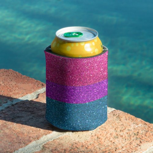 Gay Pride Glitter Rainbow Stripes LGBTQ Bisexual Can Cooler