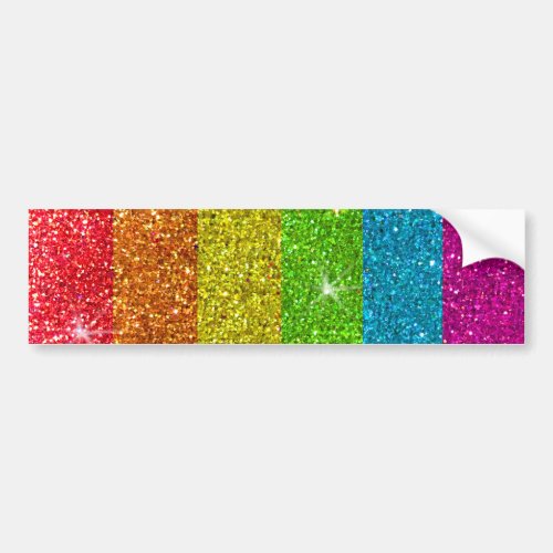 Gay Pride Glitter Rainbow Stripes LGBTQ Equality Bumper Sticker
