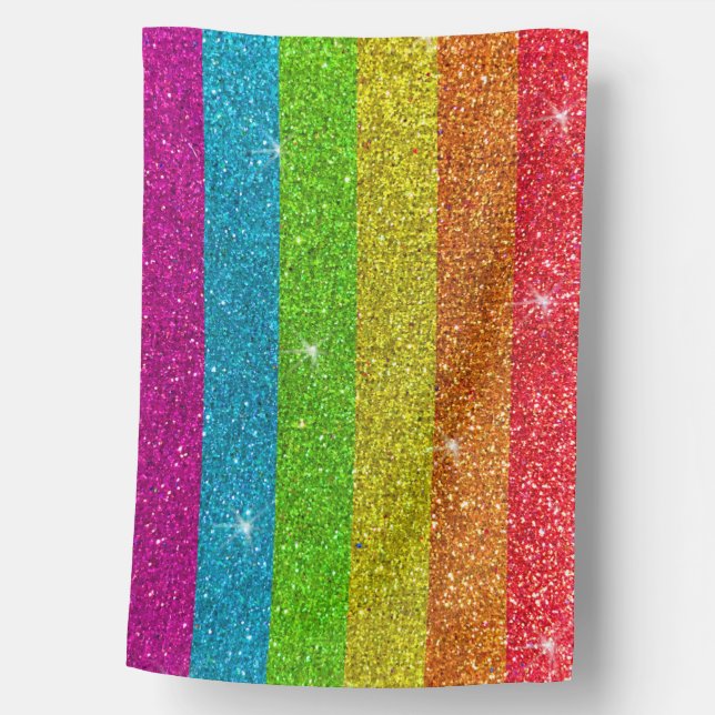 Gay Pride Glitter Rainbow Stripes LGBTQ Equality House Flag (Front)