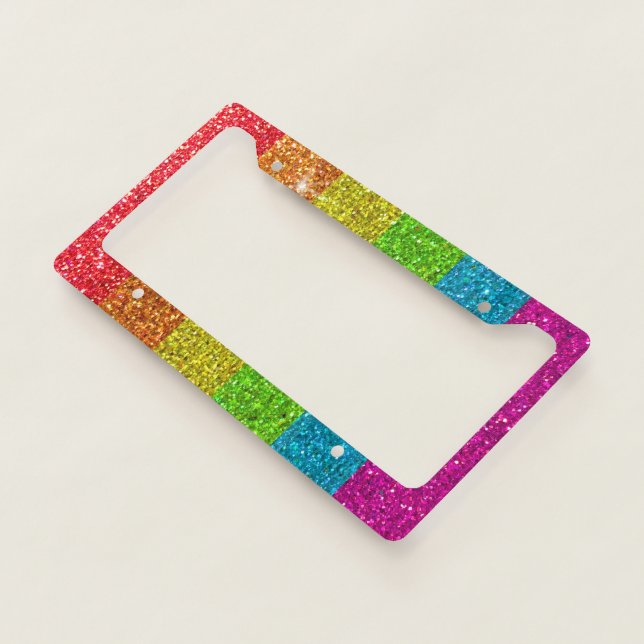 Gay Pride Glitter Rainbow Stripes LGBTQ Equality License Plate Frame (3/4)