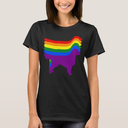 Gay Pride Golden Retriever Lgbt Rainbow Flag Aware T_Shirt