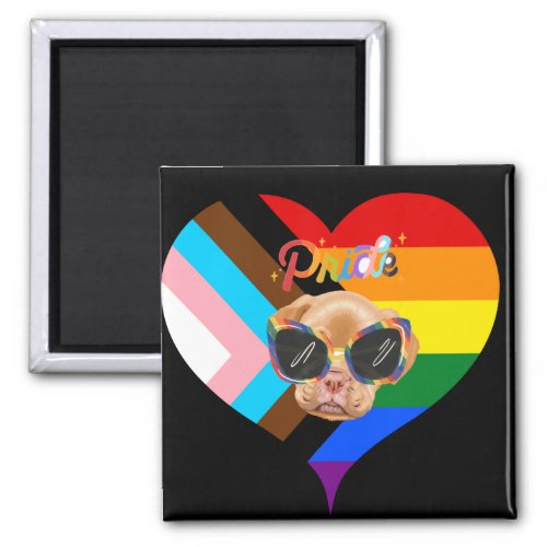 Gay pride golden retriever with rainbow sunglasses magnet