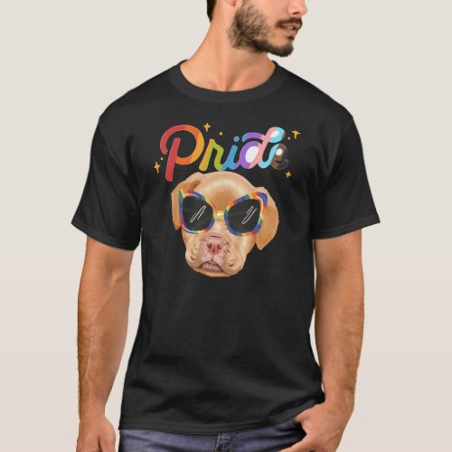 Gay pride golden retriever with rainbow sunglasses T_Shirt