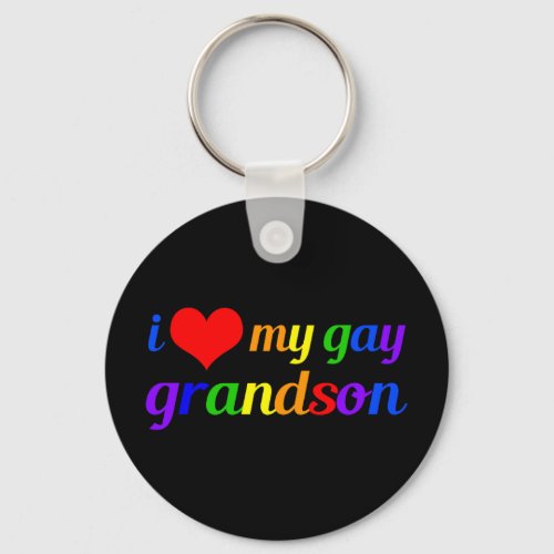 Gay Pride Grandma I Love My Grandson Keychain