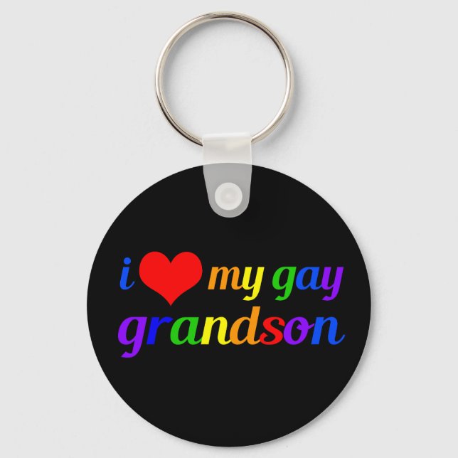 Gay Pride Grandma I Love My Grandson Keychain (Front)