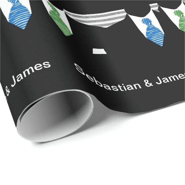Gay Pride Grooms In Tie Wedding Wrapping Paper (Roll Corner)