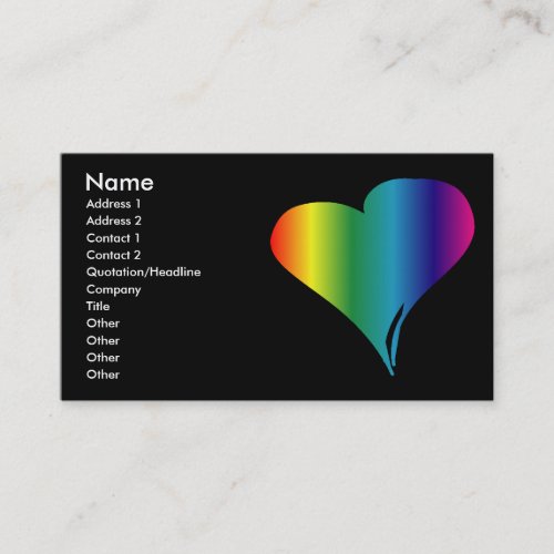 Gay Pride Heart Business Card Template