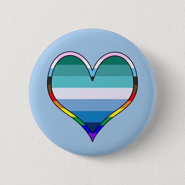 Gay Pride Heart Button (Front)