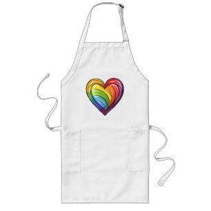 Gay pride heart design long apron