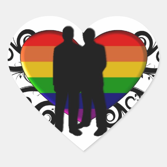 Gay Pride Heart for Men Sticker (Front)