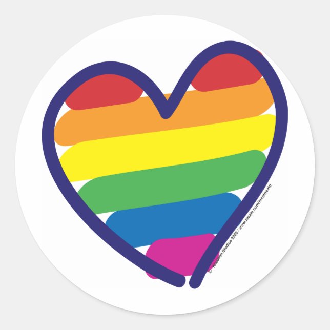 GAY-PRIDE-HEART-In-catneato Classic Round Sticker (Front)