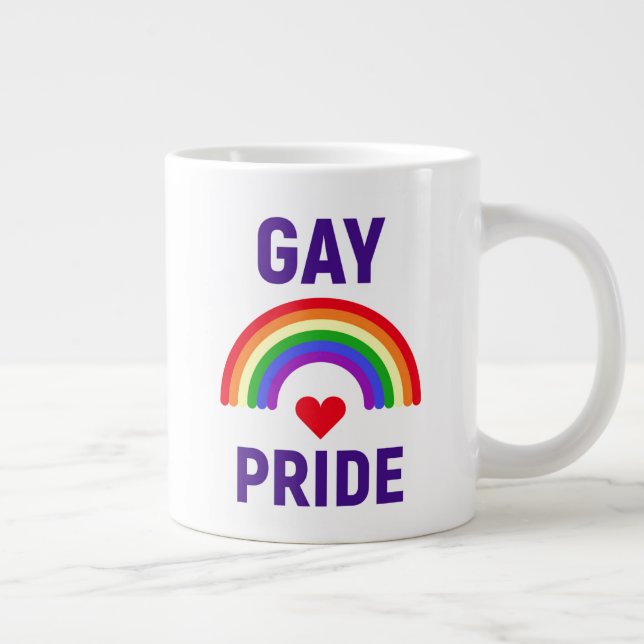 Gay Pride | Heart & Rainbow Giant Coffee Mug (Right)