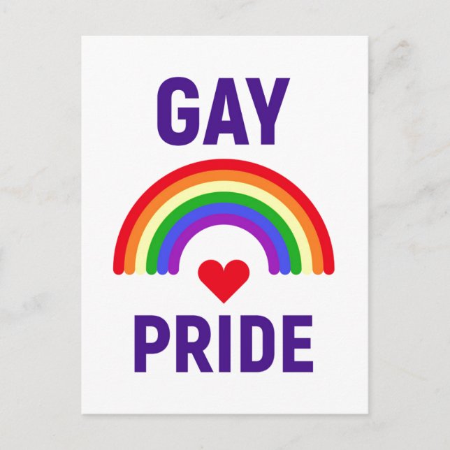 Gay Pride | Heart & Rainbow Postcard (Front)