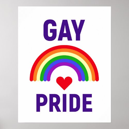 Gay Pride  Heart  Rainbow Poster